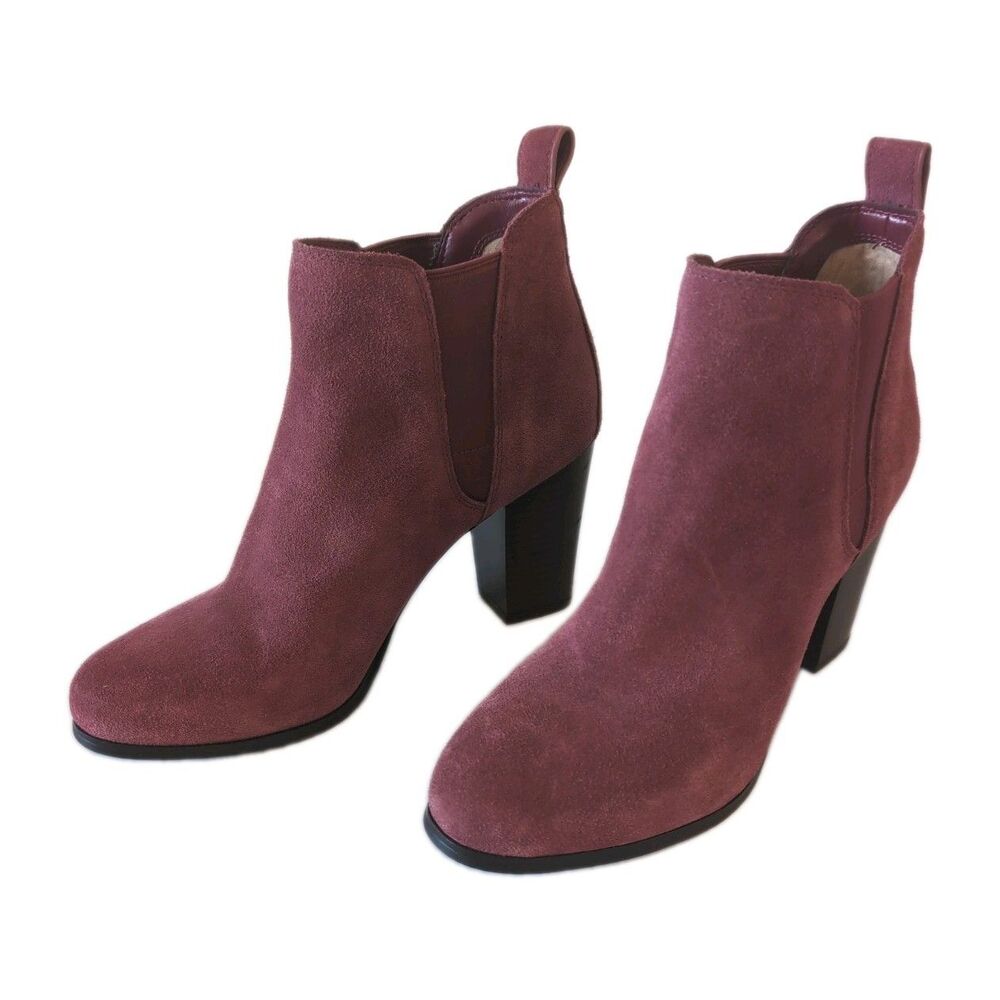 Michael Kors Magenta Suede Ankle Boots 4 Inch Heel Booties Women's Size 8 - Picture 3 of 10